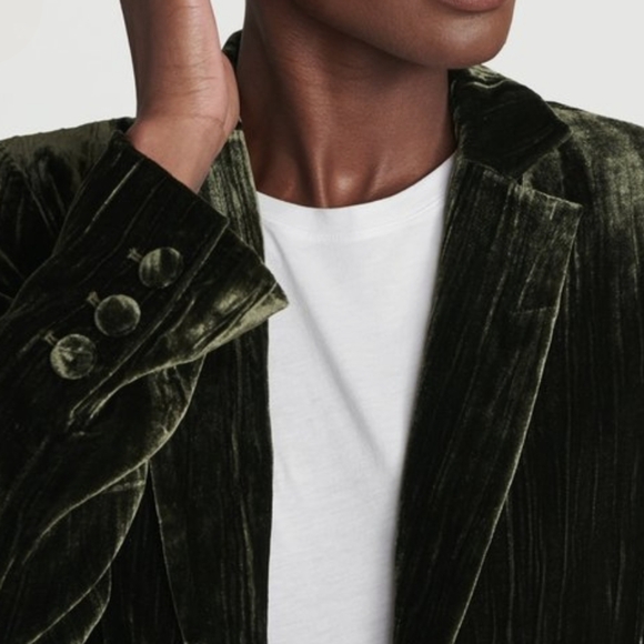 Frame Denim Velvet Blazer in Dark Green - Picture 5 of 10